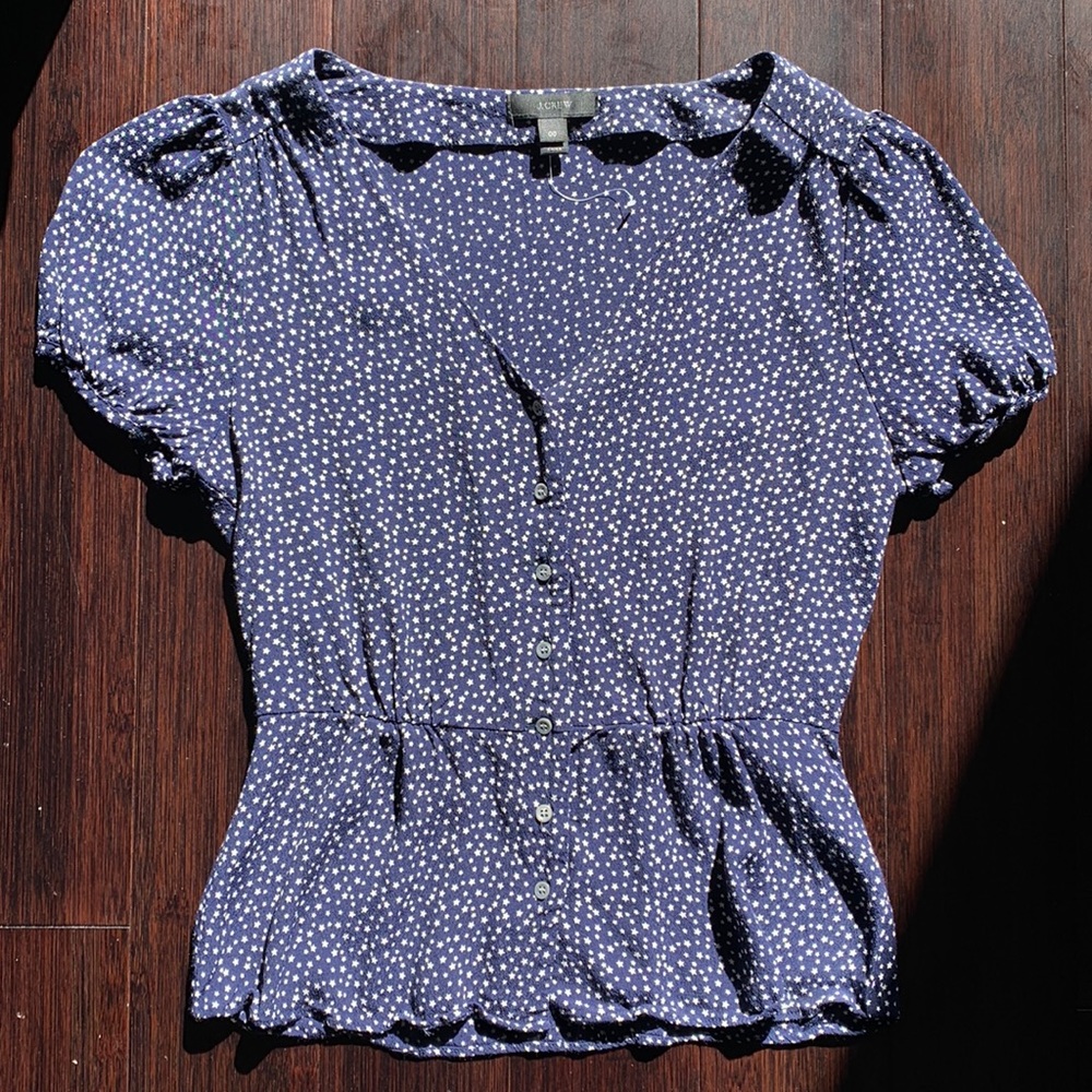 JCREW PUFF SLEEVE STAR PRINT BLOUSE